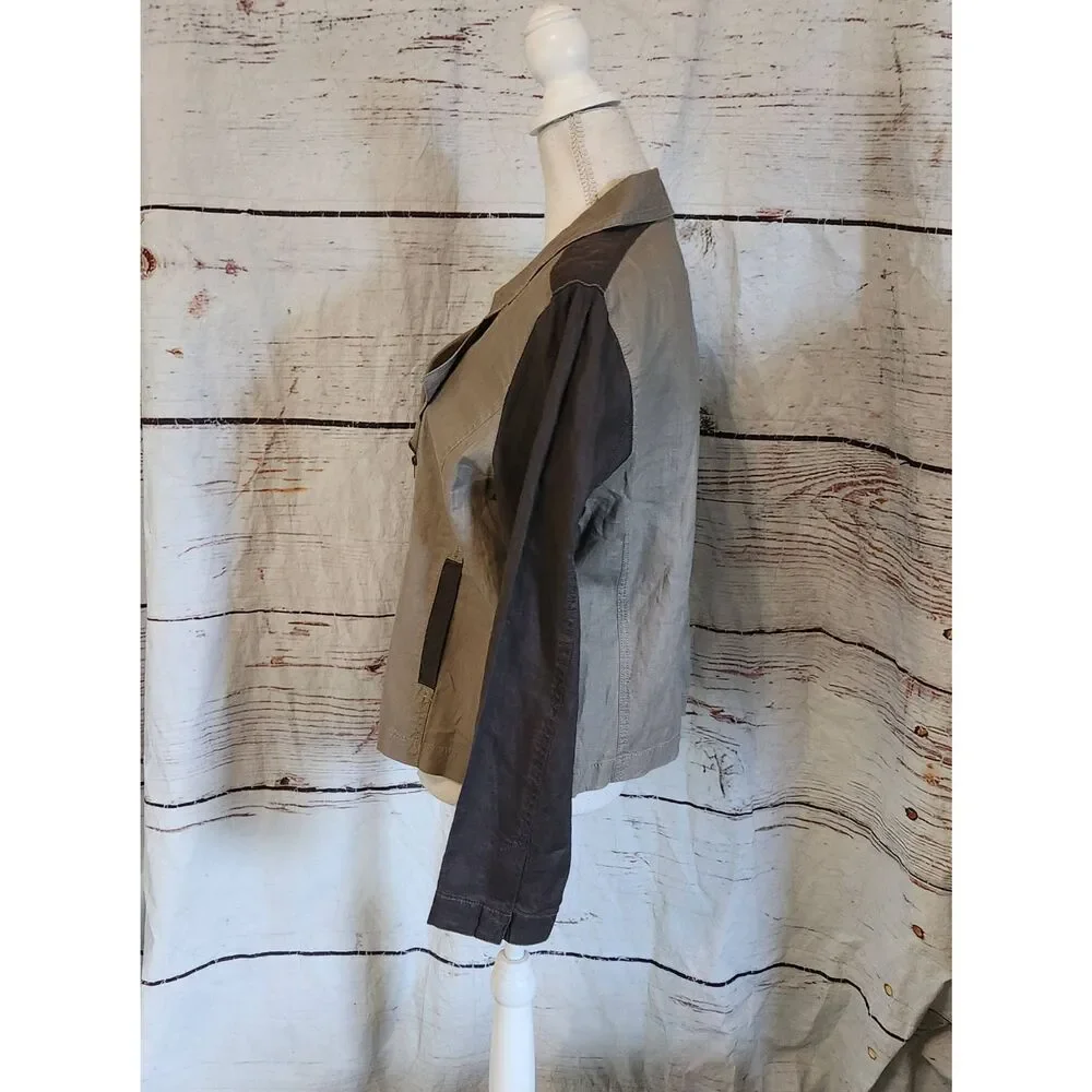Eileen Fisher Coated Organic Linen Moto Jacket Size XL